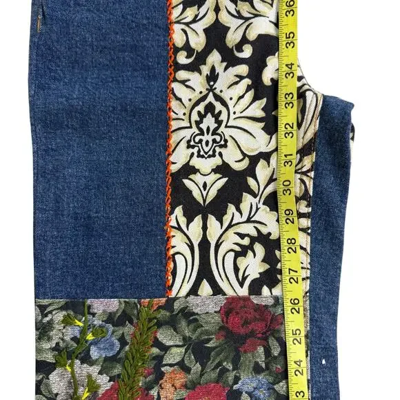 ALICE + OLIVIA Weezy Patchwork Mixed Media Jeans - Picture 10 of 11